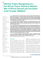 Effective Project Management of a Pan-African Cancer Research Network: Men of African Descent and Carcinoma of the  Prostate (MADCaP)