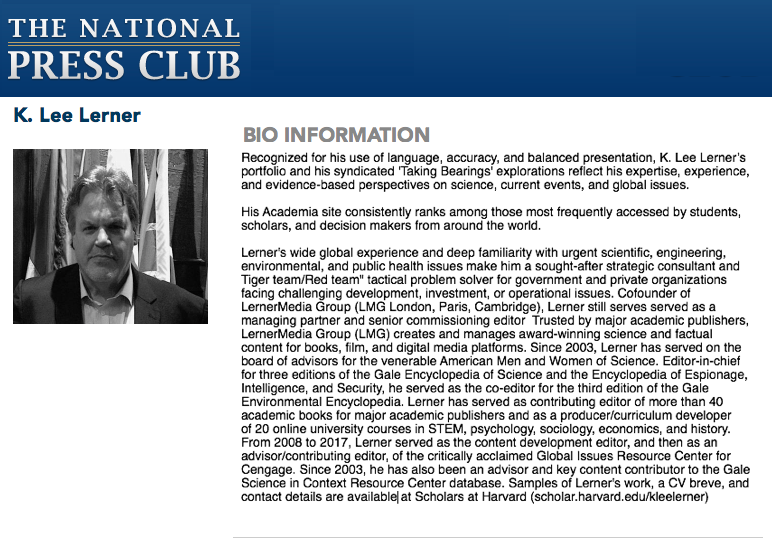 K Lee Lerner National Press Club Bio